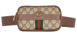 Mini Ophidia Belt Bag, Canvas/Leather, Beige, 480199, S, 4*